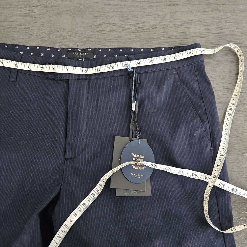 Ted Baker London SAMMEI Slim Fit Pinstripe Pants Navy Size 36R Flat Front Office - Picture 3 of 8